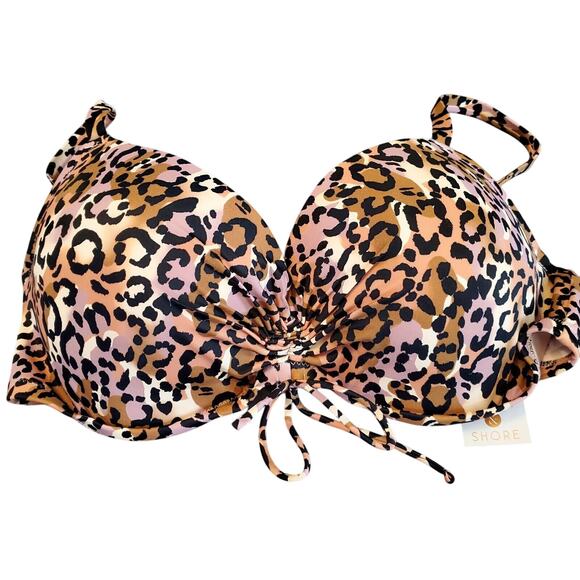 Shade & Shore Women's 36DD Lightly Lined Bikini Top Animal Print‎ New - Picture 1 of 6